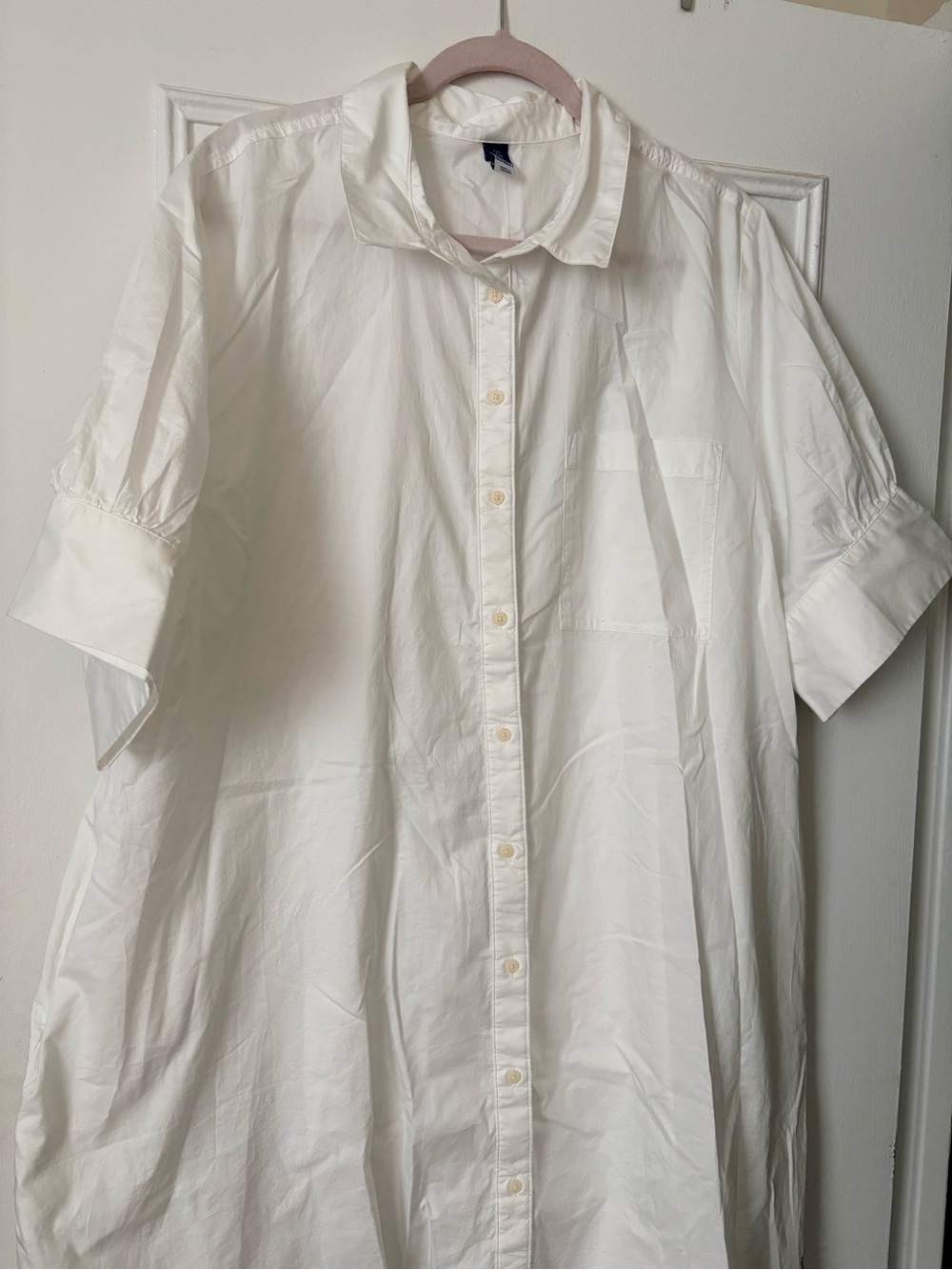 Versatile — White Short-Sleeve Button-Up dress / cover up NWT
